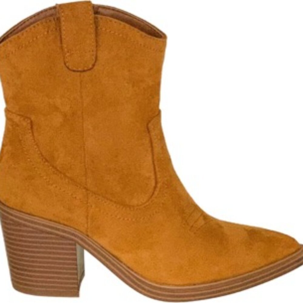 TOP MODA Heaven Western Ankle Booties Stitched Cowboy Women's Boots Tan Size 7 - Picture 3 of 5
